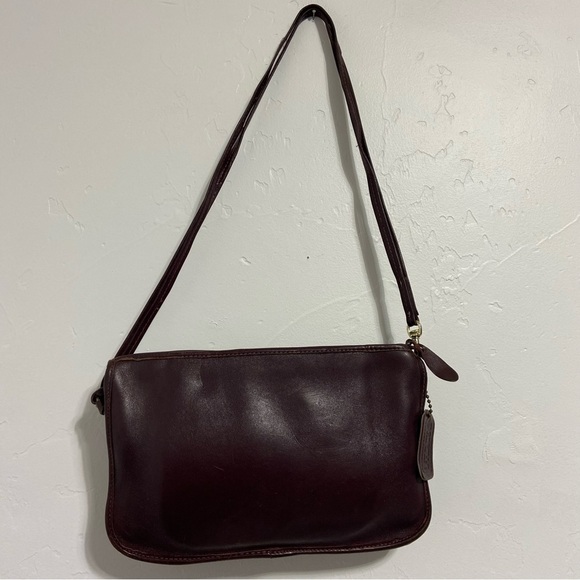 Dorcelle Made in USA Vintage Shoulder Handbag Purse Dark Maroon Burgundy Leather - Picture 9 of 10